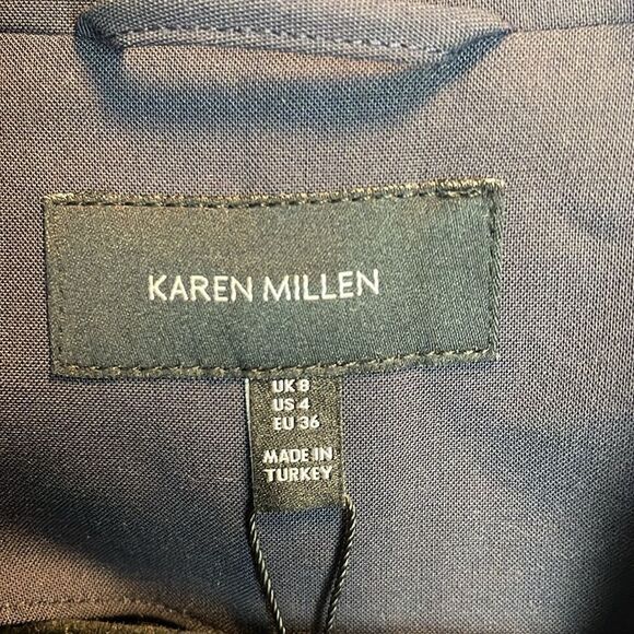 Karen Millen blazer Polished Stretch Belted blazer in navy Size US 4. NWT - Picture 7 of 11